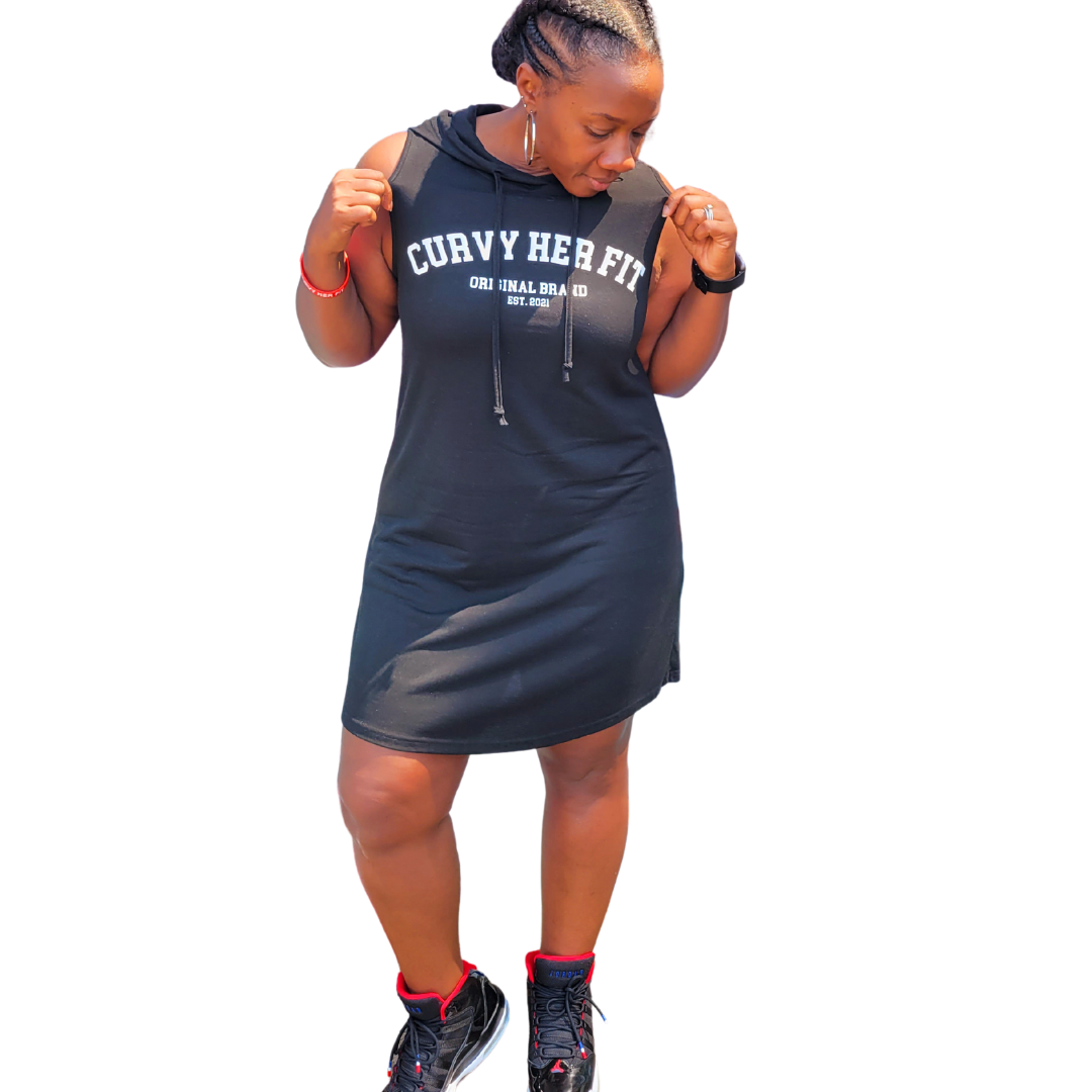 C.H.F. Signature Hooded Black Dress Curvy HER Fit C.H.F. Signature Hooded Black Dress Curvy HER Fit