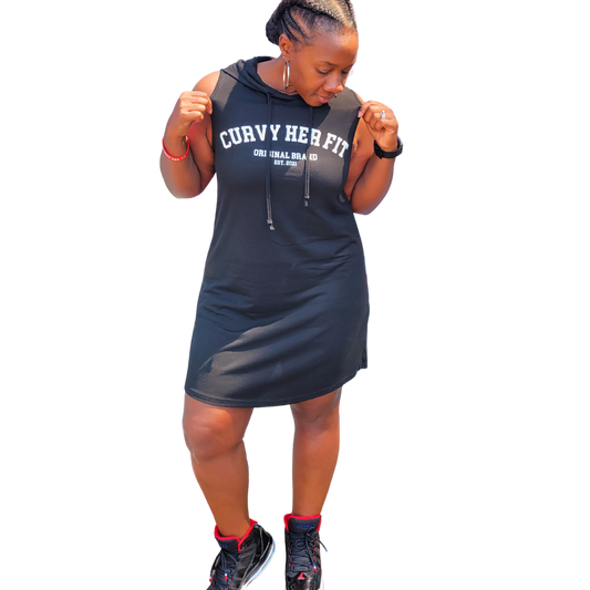 C.H.F. Signature Hooded Black Dress