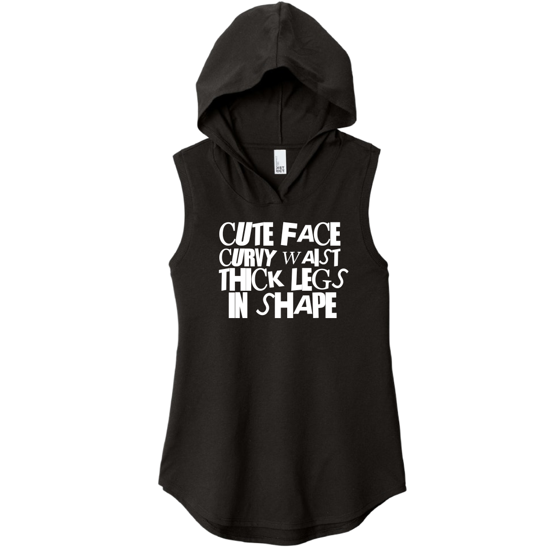 Cute Face Curvy Waist Sleeveless Hoodie