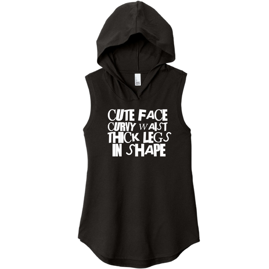 Cute Face Curvy Waist Sleeveless Hoodie