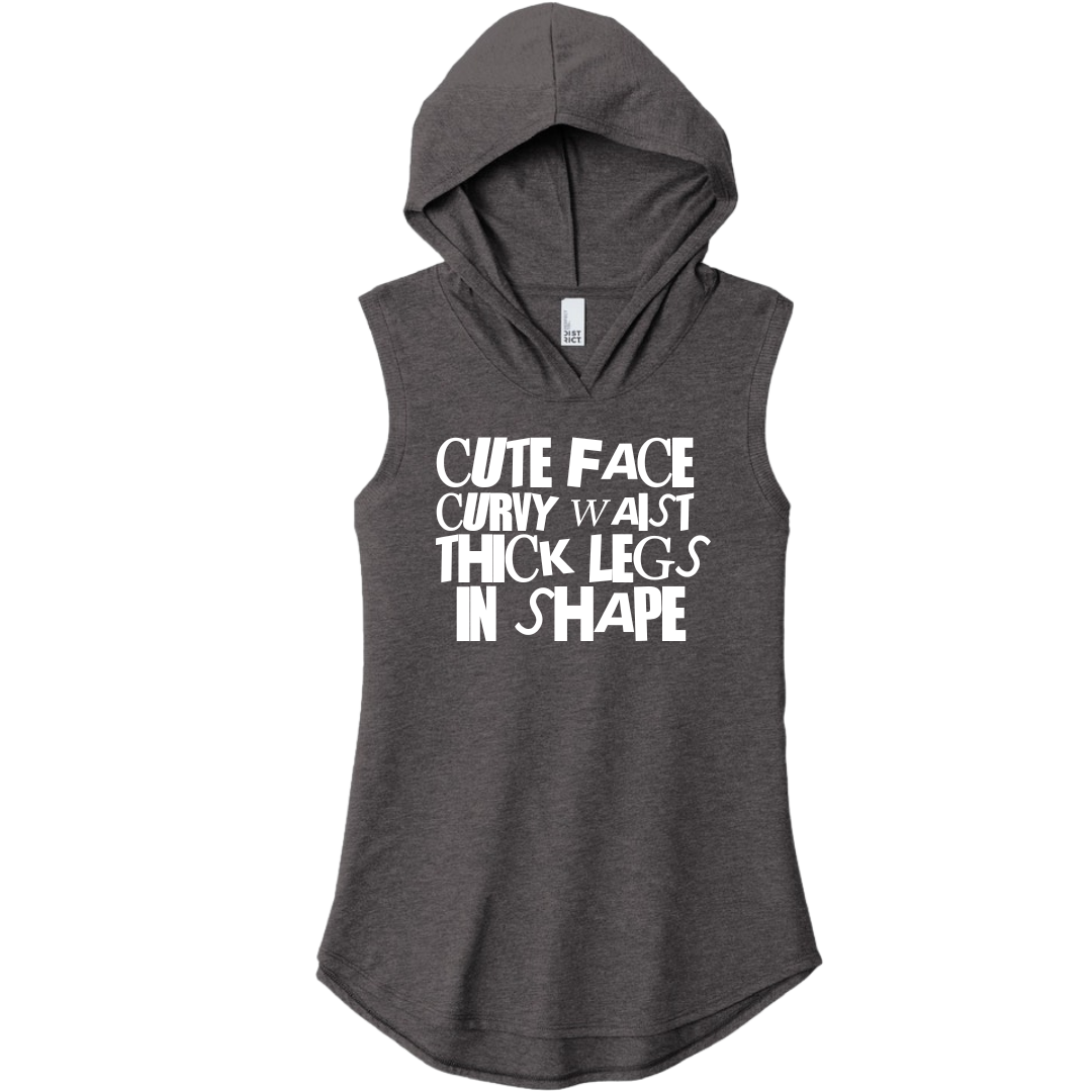 Cute Face Curvy Waist Sleeveless Hoodie